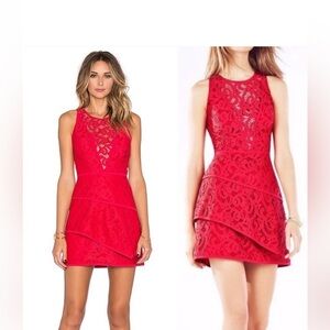 BCBGMaxAzria Red Lace Mini Dress